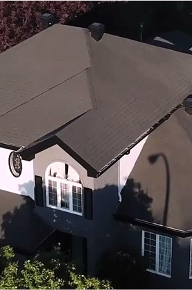Aerial view of a house's roof
